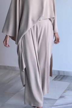 طقم رسيل قطعتين بنطلون وتونيك طويل (بيج) 1539