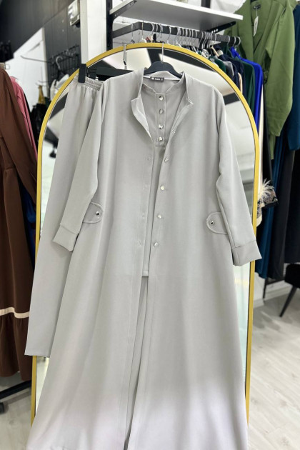 طقم ربا  رمادي مناسب لجميع المواسم رمادي