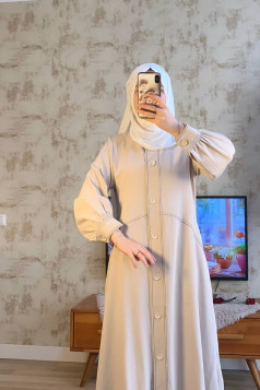 عباية اصالة مطرزة بخطوط جميلة (بيج) 4069