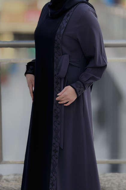 طقم عباية ايلا مع الحجاب (اسود)