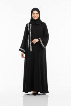 عباية رنين مع شال المطرزه الصيفية والعملية  (مطرز ابيض ) 