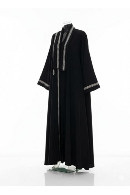 عباية رنين مع شال المطرزه الصيفية والعملية  (مطرز ابيض ) 