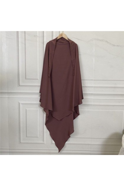 حجاب شرعي طبقتين (بني) 4085