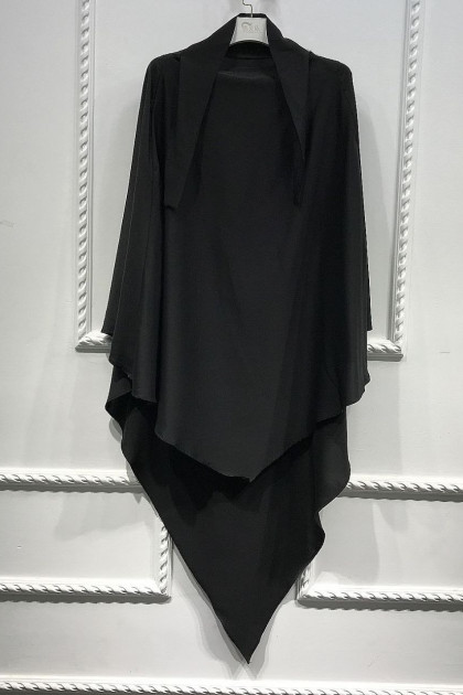 حجاب شرعي طبقتين (أسود) 4085