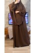طقم فاطمه قطعتين فستان عملي وحجاب (بني) 1479