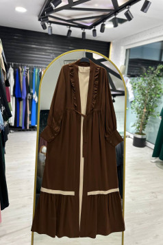 عباية تغريد الصيفيه الرسمية اللون البني / البيج