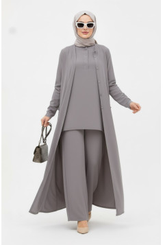 طقم ربا  رمادي مناسب لجميع المواسم رمادي