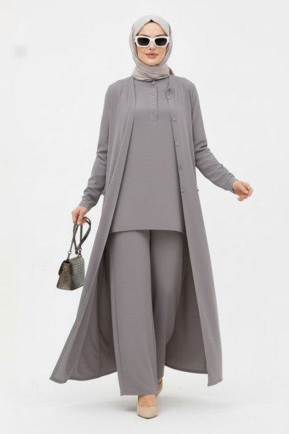 طقم ربا  رمادي مناسب لجميع المواسم رمادي