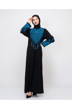 فستان صفد المطرز بالنقش الفلسطين (ازرق)