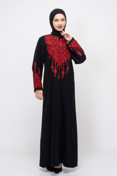 فستان صفد المطرز بالنقش الفلسطين (احمر)