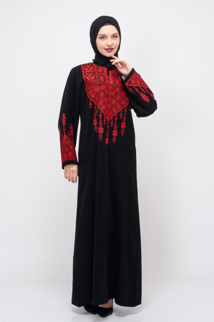 فستان صفد المطرز بالنقش الفلسطين (احمر)