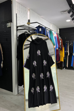 عباية الورود الرسمية الصيفيه مع شال (اللون موف )