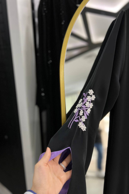 عباية الورود الرسمية الصيفيه مع شال (اللون موف )