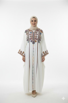 طقم عباية الشيخه. المطرز .الرسمي. الصيفي .ابيض 