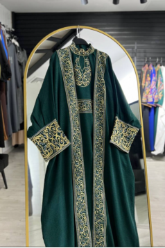 طقم كنز  المطرز عند اليدين (زمرد) 1655