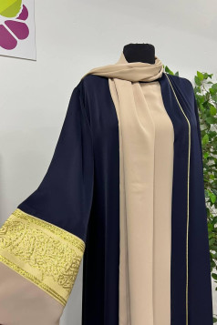 طقم عباية المهرة 3 قطع مع الشيلة كحلي