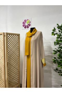 طقم عباية المهرة 3 قطع مع الشيلة بيج