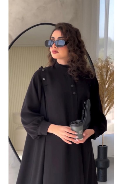 عباية كارما بتصميم أنيق وعملي (أسود) 4109