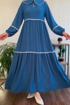 فستان ياقوت بياقة ( ازرق) 1595