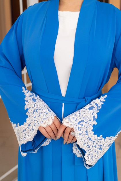 عباية لجين الرسمية المزينه بالدانتيل الصيفية (ازرق)1656