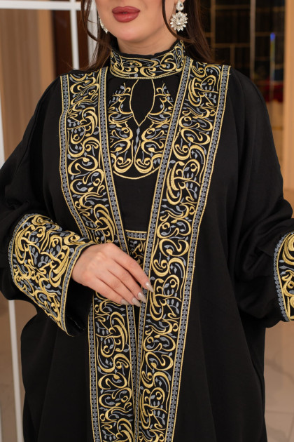 طقم كنز المطرز عند اليدين  (اسود) 1655