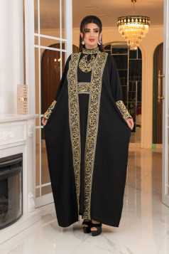 طقم كنز المطرز عند اليدين  (اسود) 1655