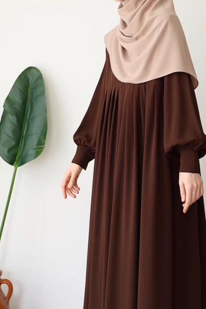 عباية ميمونة العملية ، مناسب لجميع المواسم ، لون بني