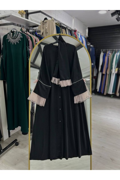  (الاردن )عباية دلع  المناسبة لموسم الصيف (اسود +تول )